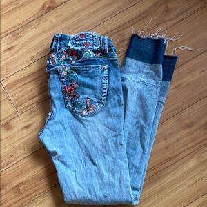 Grace in LA Embroidered Blue Jeans for Women